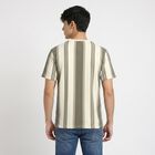 Men's Green Round Neck Striped Regular T-Shirt, हल्का हरा, small