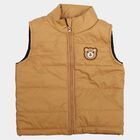 Infants Beige Sleeveless Puffer Jacket, गहरा पीला, small
