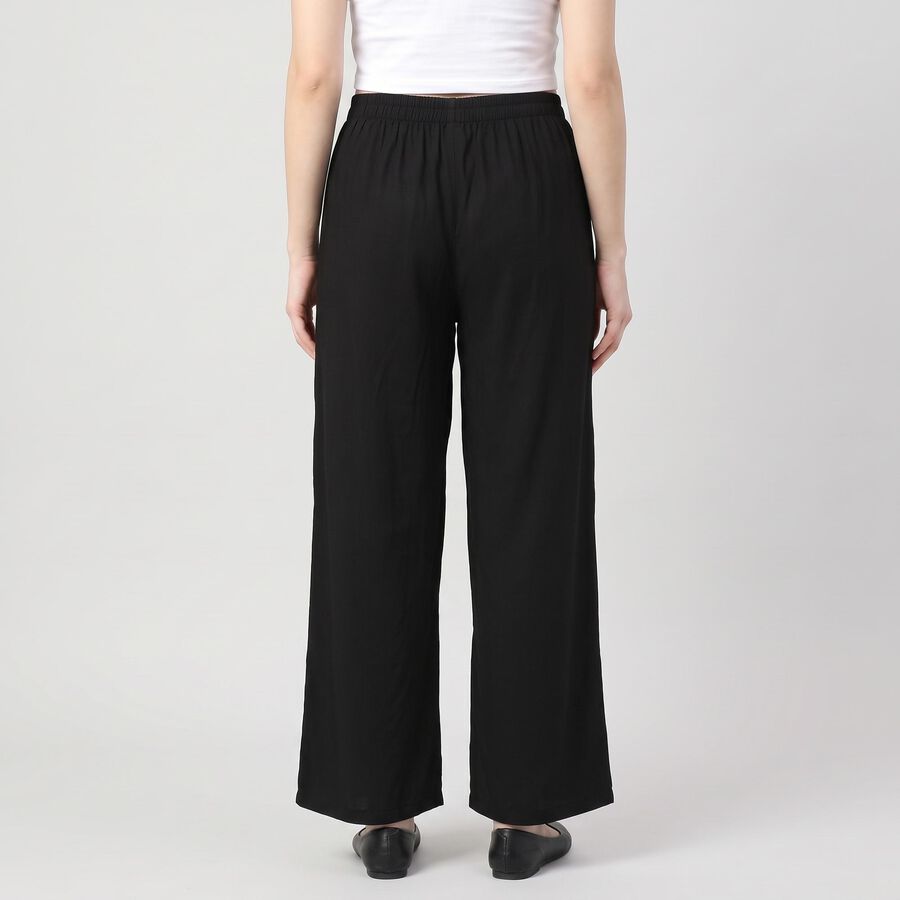 Women's Black Regular Fit Solid Palazzos, काला, large