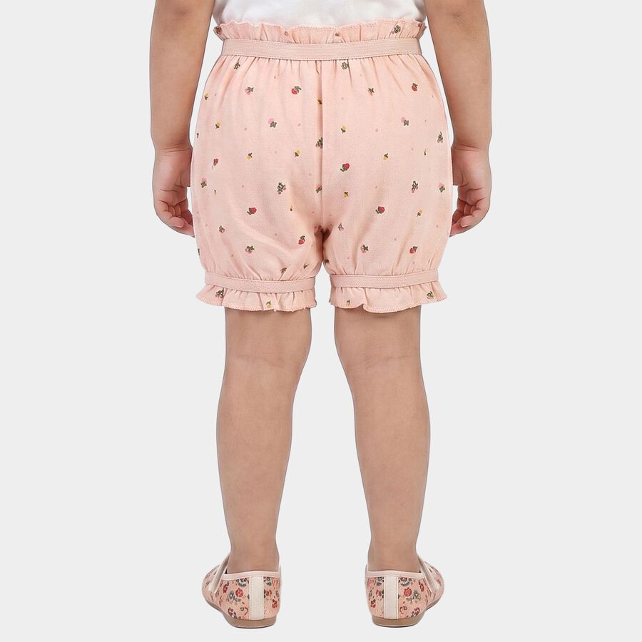 Girls' Peach Regular Fit Floral Printed Bloomer Shorts, Peach, large