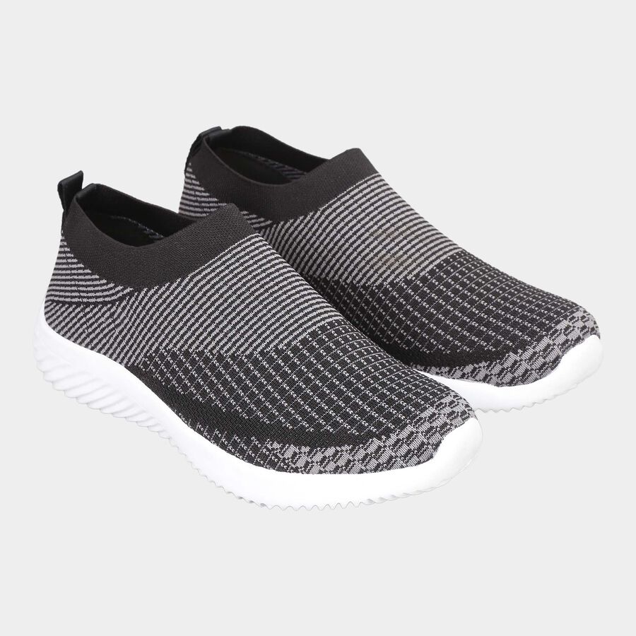 Men Solid Slip-On Sports Shoes, Black, large image number null