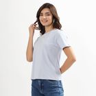 Women's Light Powder Blue Cotton Round Neck Casual T-Shirt, Light Blue, small image number null