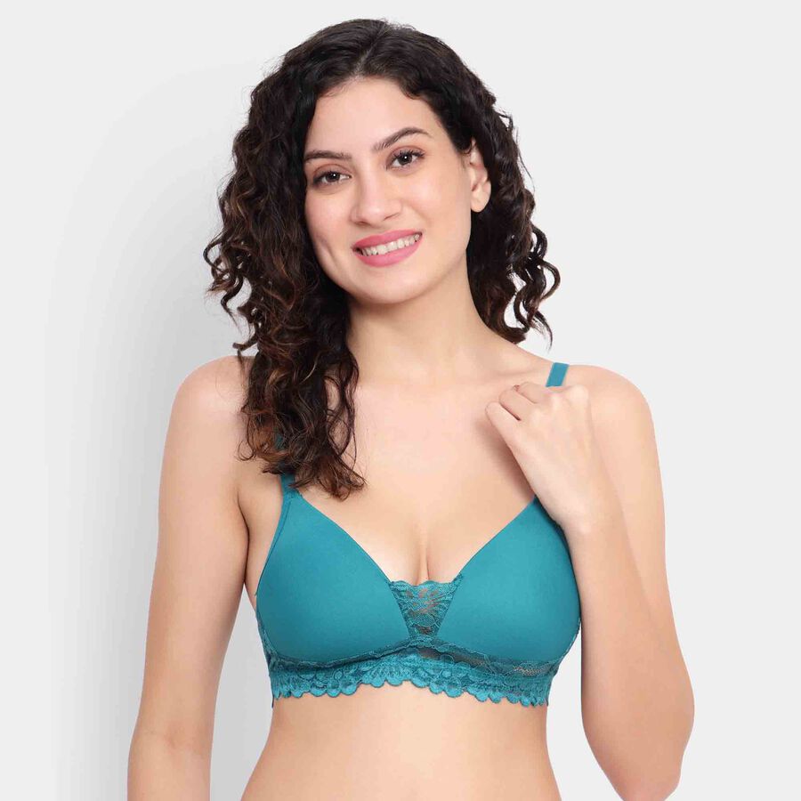 Half Lace Bra, Teal Blue, large image number null
