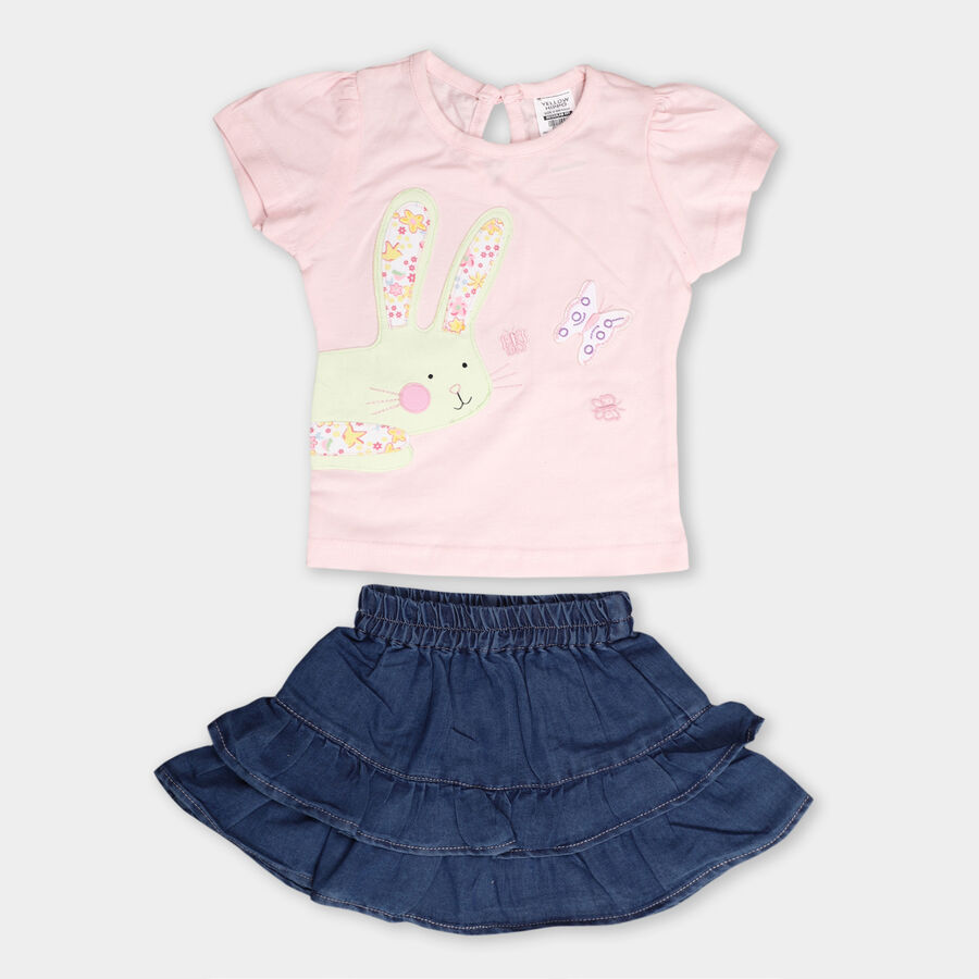 Infant Girl's Top Skirt, हल्का गुलाबी, large image number null