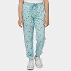 Girls' Blue Regular Fit Graphic Printed Pyjama, Light Blue, small