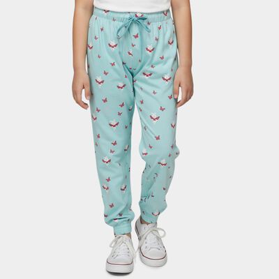 Girls' Blue Regular Fit Graphic Printed Pyjama