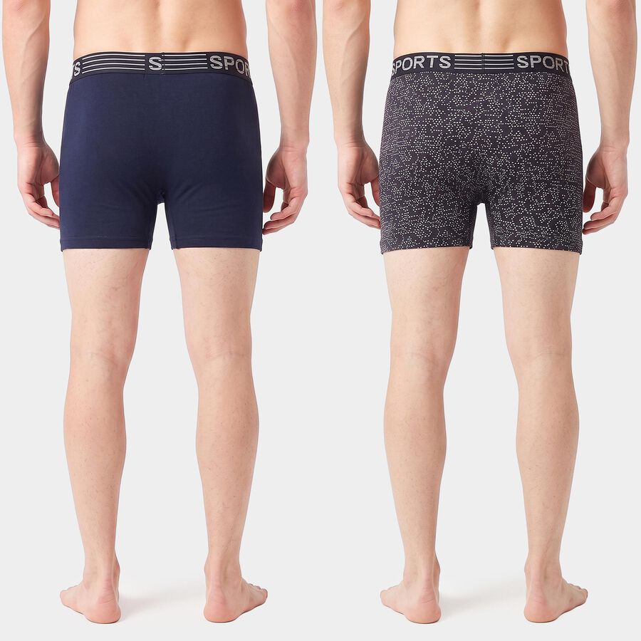 Men's Navy Blue Regular Fit Solid Trunks, Navy Blue, large