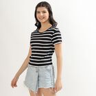 Women's Jet Black Round Neck Crop Top, Black, small image number null