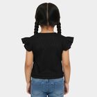 Girls Black Round Neck Casual T-Shirt, Black, small
