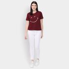 Ladies' Round Neck T-Shirt , वाइन, small