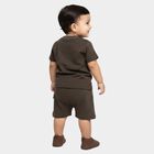 Infants' Charcoal 100% Cotton Henley Neck Printed Baba Suit, चारकोल, small