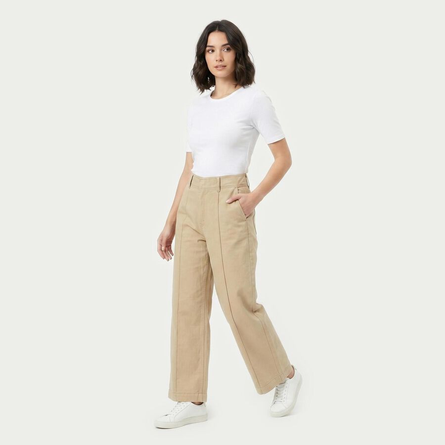 Women's Off White Wide Leg Seam Detail Jeans, Off White, large