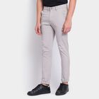 Men's Slim Fit Casual Trousers, हल्का ग्रे, small
