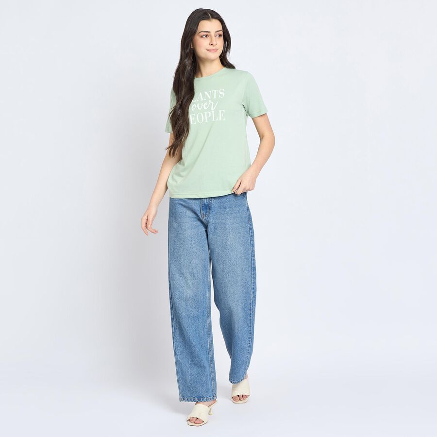 Ladies' Round Neck T-Shirt, हल्का हरा, large image number null