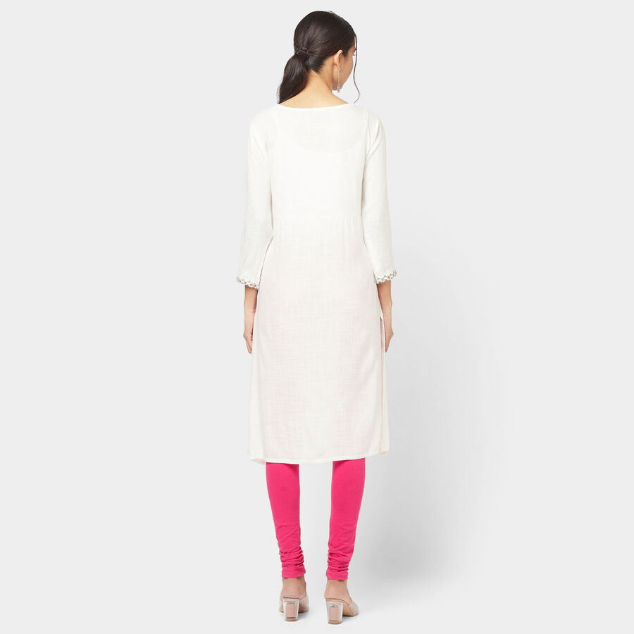 Embroidered Straight Kurta, Off White, large image number null