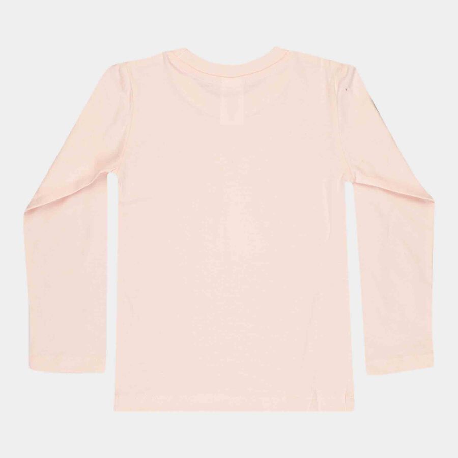 Girls Regular Round Neck Top, हल्का गुलाबी, large image number null