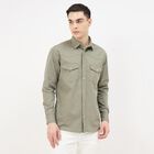 Men's Muted Sage Green Cotton Spread Collar Casual Shirt, Light Green, small