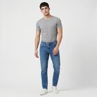 Men's Blue Slim Fit Washed Jeans, Mid Blue, small