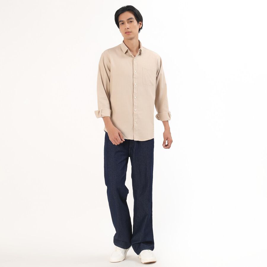 Men's Light Beige Classic Collar Casual Shirt, Beige, large image number null