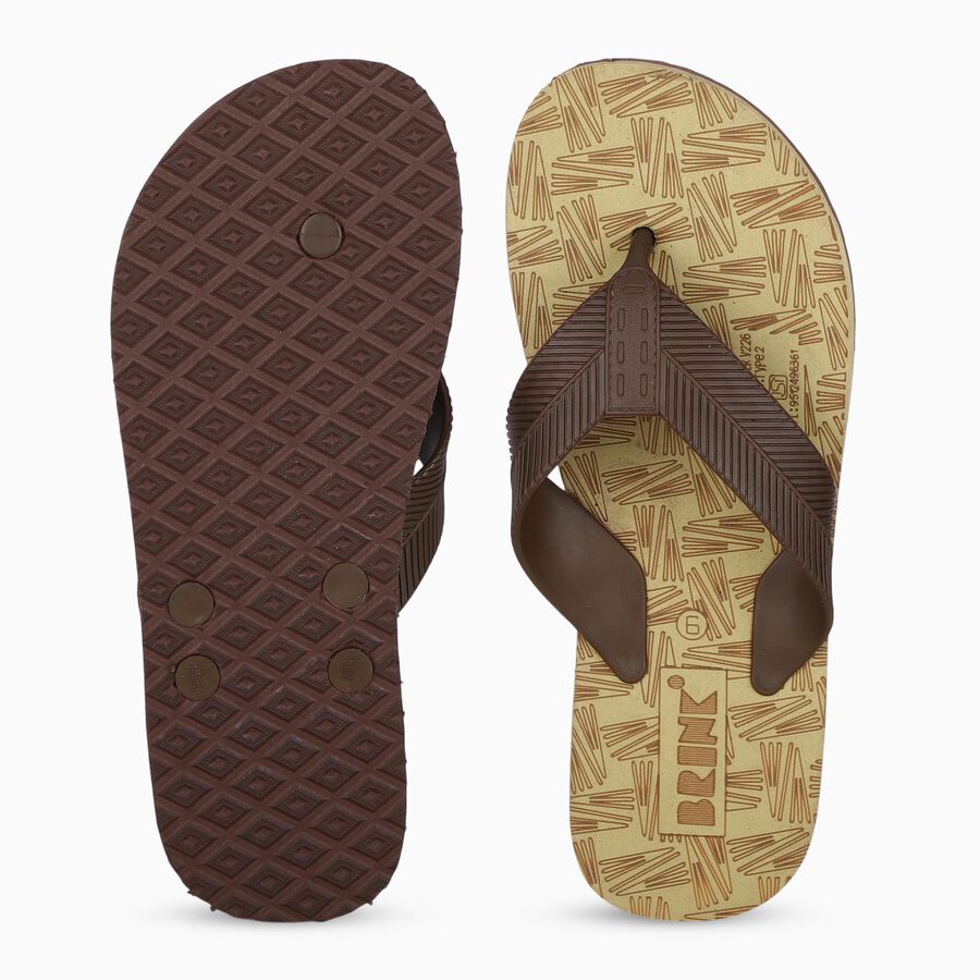Men's Beige Flip-Flops, गहरा पीला, large