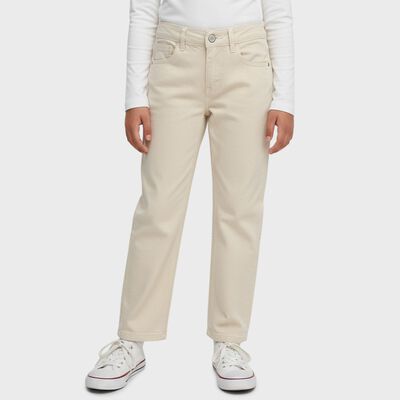 Girls' Beige Regular Fit Jeans