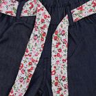 Girls' Navy Blue Cotton Blend Floral Belt Capri, Dark Blue, small
