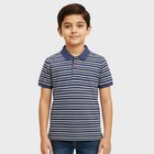 Boys Deep Midnight Navy Blue Crew Neck Casual Half Sleeve T-Shirt, Navy Blue, small