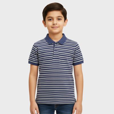 Boys Deep Midnight Navy Blue Crew Neck Casual Half Sleeve T-Shirt