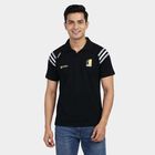 Men's Black Cotton Blend Polo Neck Classic T-Shirt, काला, small