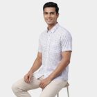 Men's White Cotton Spread Collar Slim Fit Casual Shirt, White, small