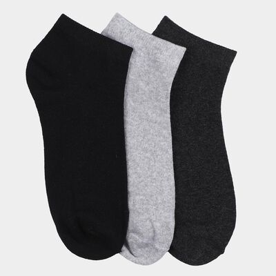 Men's Ankle Length Socks Pack of 3 ( Grey Melange, Black, Charcoal )