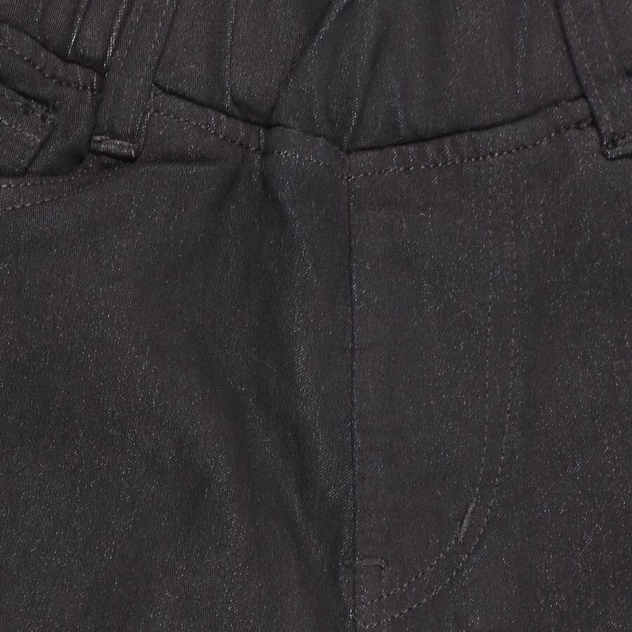 Girls Jet Black Flared Fit Raw Hem Jeans, Black, large