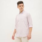 Men's Bright Coral Red Classic Casual Shirt, मूँगा (कोरल), small