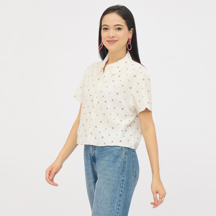 Ladies' Eggshell White Classic Casual Shirt, White, large image number null