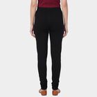 Women's Black Slim Fit Solid Elastic Waist Churidar, Black, small