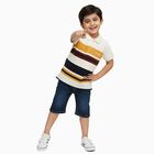 Boys' Off White Polo Neck Casual T-Shirt, Off White, small image number null