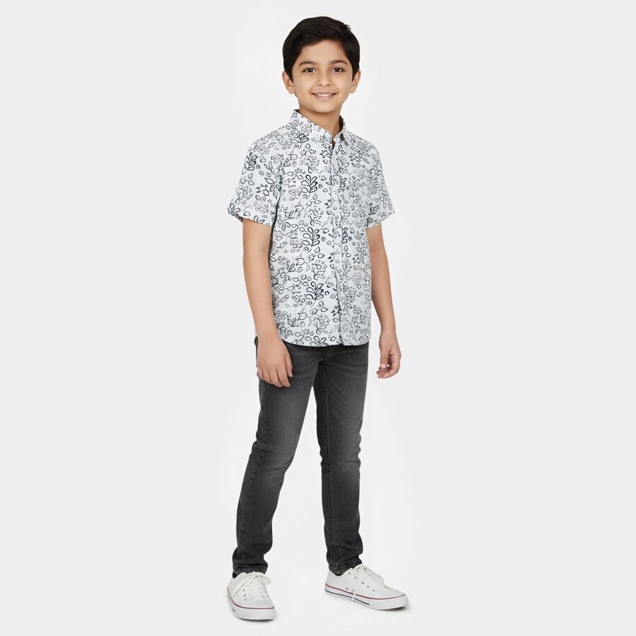 Boys Light Blue Cotton Classic Casual Shirt, हल्का नीला, large