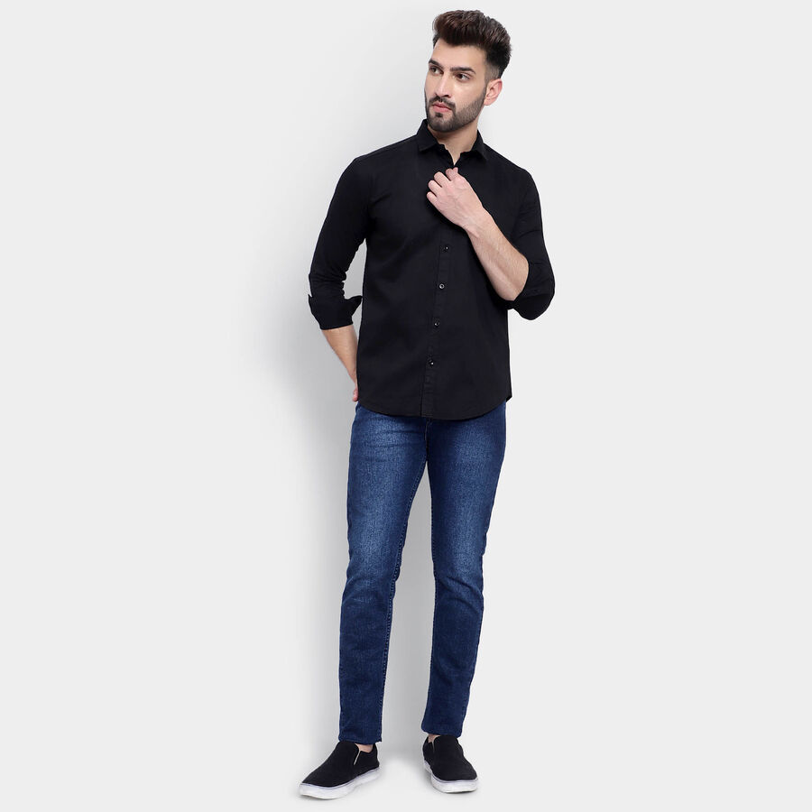 Cotton Solid Casual Shirt, Black, large image number null
