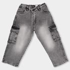 Boys' Stonewashed Grey Jogger Fit Heavy Wash Jeans, Dark Grey, small image number null
