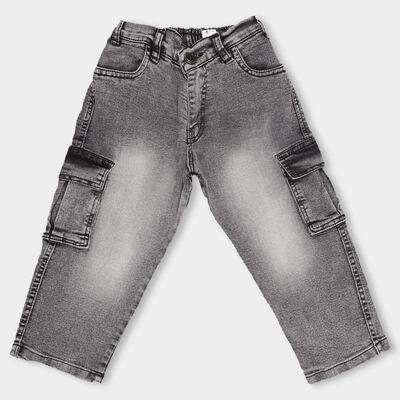 Boys' Stonewashed Grey Jogger Fit Heavy Wash Jeans