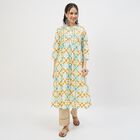 Women's Dark Green Cotton Round Neck Straight Kurta, गहरा हरा, small