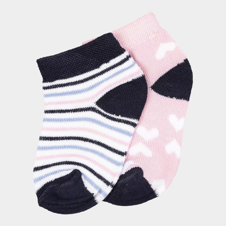Girls Cotton Solid Socks, Navy Blue, large image number null