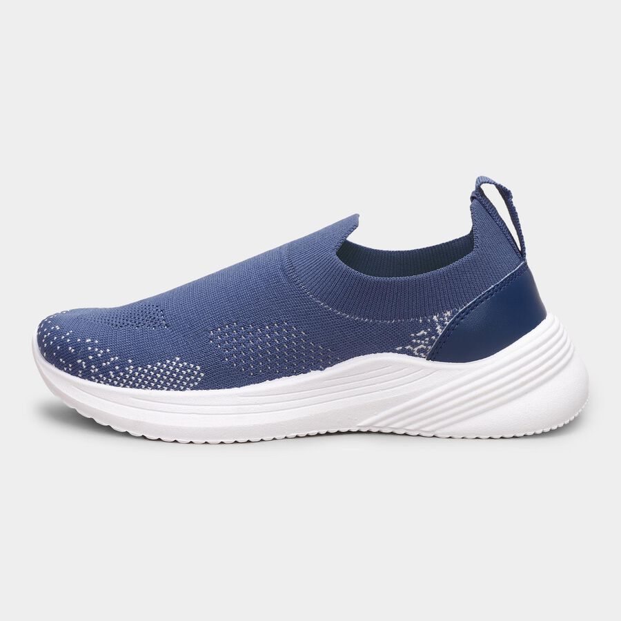 Women's Steel Blue Slip-On Casual Sneakers, Blue, large image number null