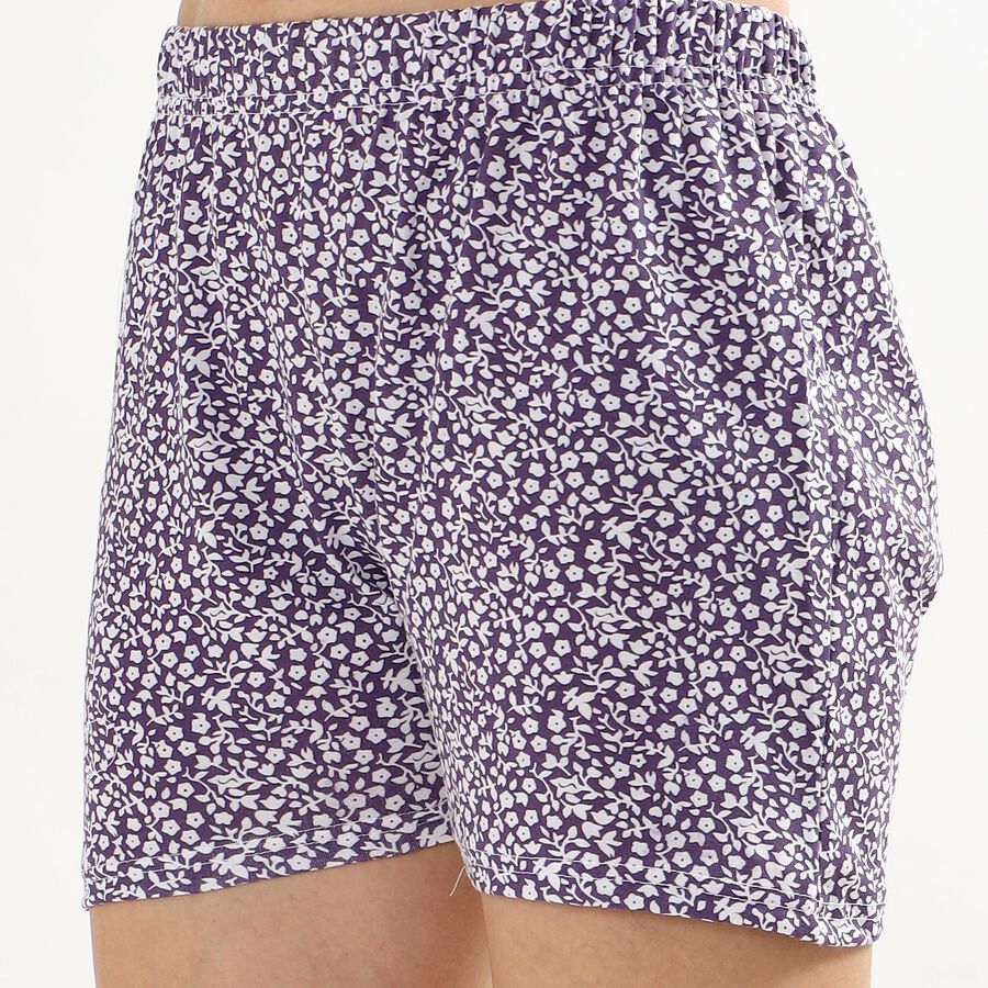 Women's Deep Purple Floral Printed Shorts, Purple, large image number null