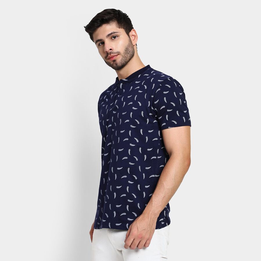 Men's Henley Half Sleeves T-Shirt , Navy Blue, large image number null