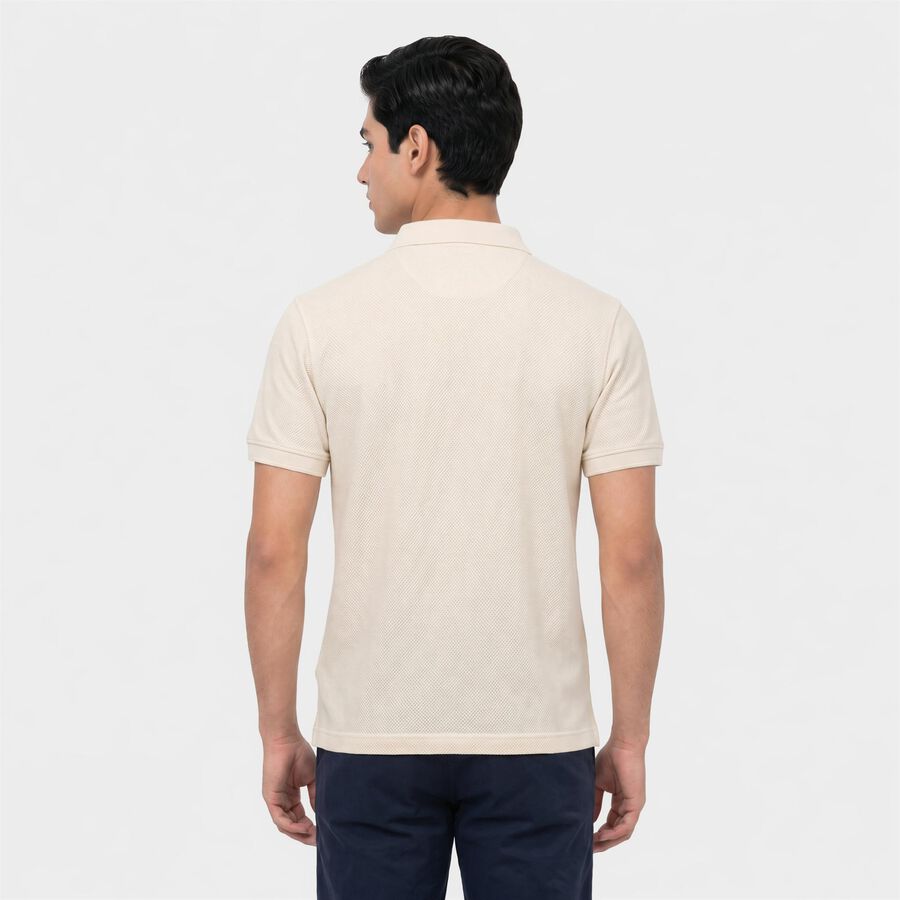 Men's White Polo Neck Polo T-Shirt, Off White, large