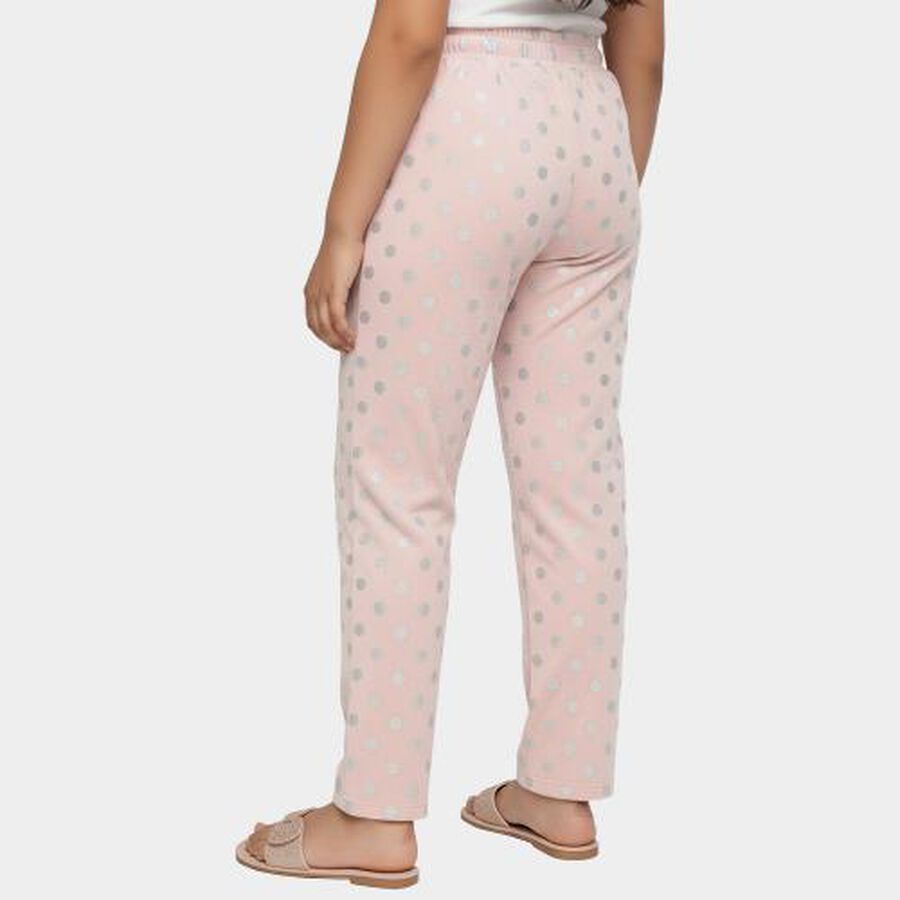 Girls' Light Pink Metallic Polka Dot Plush Pyjama, हल्का गुलाबी, large image number null
