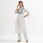 Women's Rich White Embroidered V-Neck Kurta, ऑफ व्हाइट, small image number null