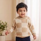 Infants' Beige Crew Neck Pullover, गहरा पीला, small