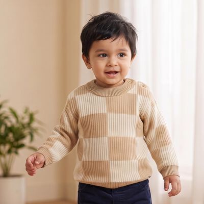 Infants' Beige Crew Neck Pullover